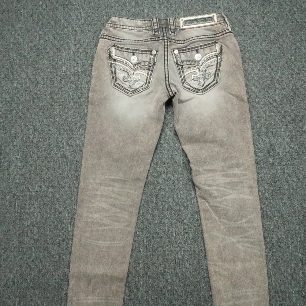 Rock Revival‎ Jeans Womens 26 Gray Brown Tannin Taper Embroidered 28x29